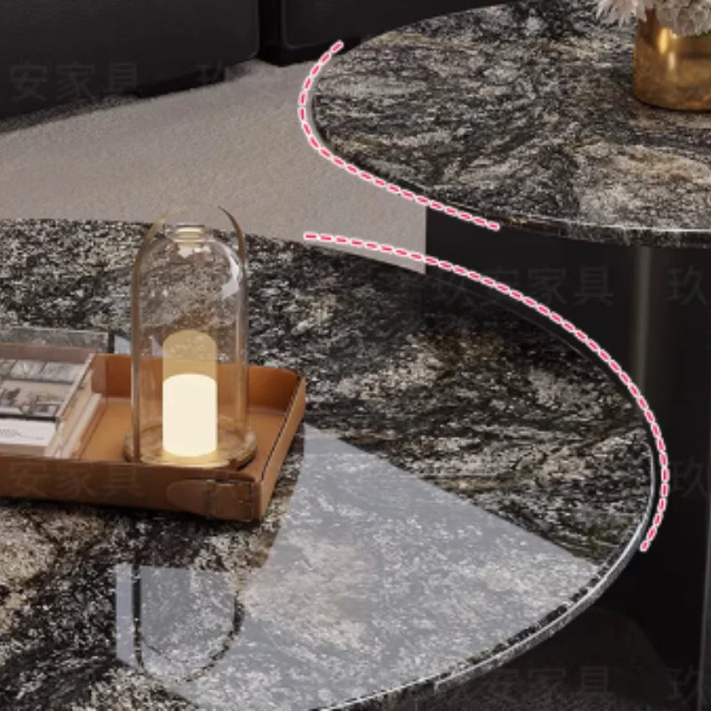 Marble Coffee Table Round Designer Mid-century Modern Nordic Auxiliary Balck Side Table Lounge Interior Furniture Living Room