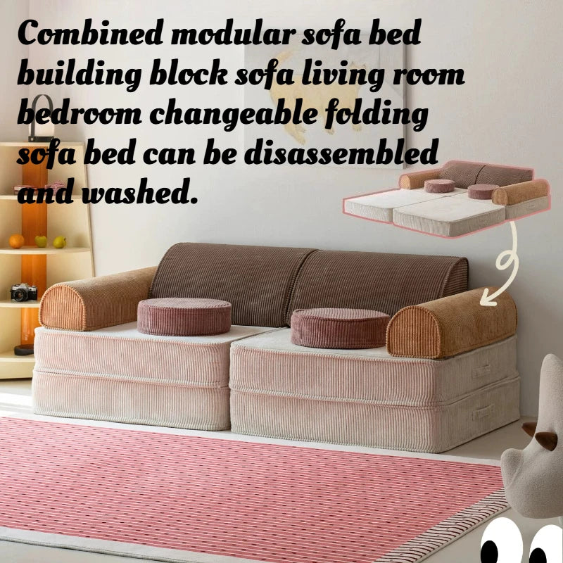 Modular Sectional Sofa Bed Compressed Convertible Foldable Multifunctional Living Room Bedroom Removable Washable Home Furniture