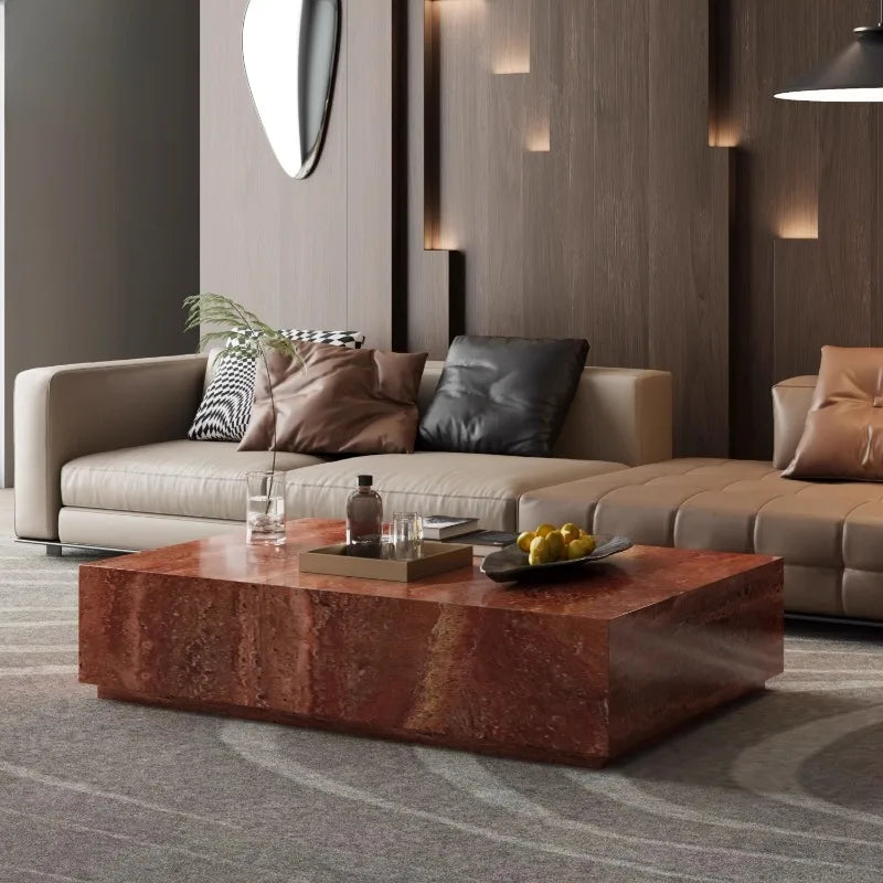 Marble Floor Box Coffee Table Luxurious Stone Slab Customizable Color Size Coffee Table Exquisite luxury furniture accessories