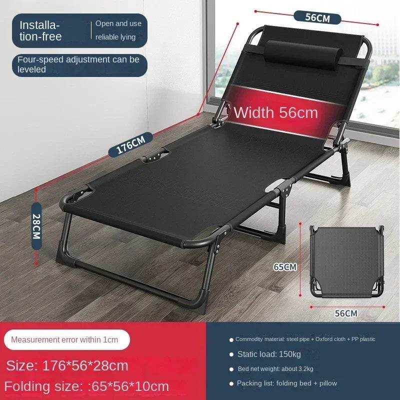 Foldable Single Bed - Multi-Functional Recliner for Home, Office Nap, Camping & Outdoor Use, Portable Space-Saving Design
