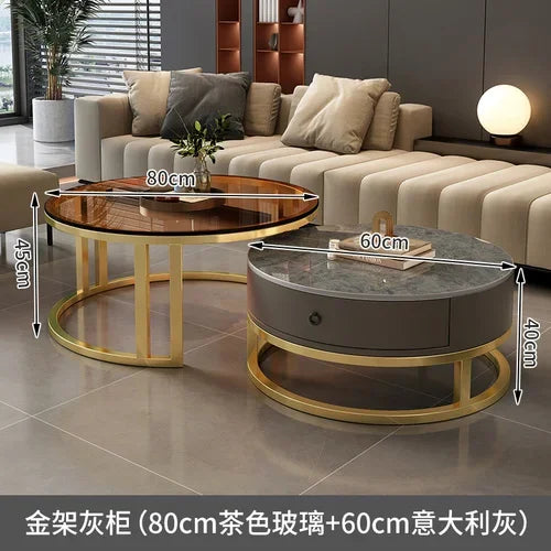 Storage Metal Coffee Table Set Living Room Luxury Modern Coffee Tables Round Minimalist Space Saving Kaffee Tische Decoration