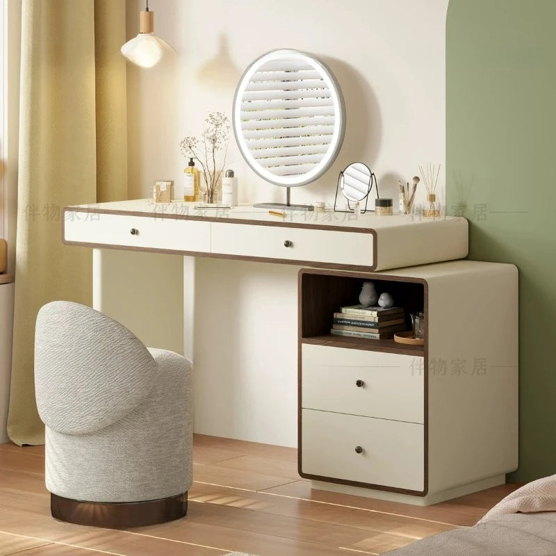 Makeup Vanity Dressing Table Toiletries Hotel Bedroom Headdresses Vanity Desk Girl Woman With Light Mirror Stool Home Furniture