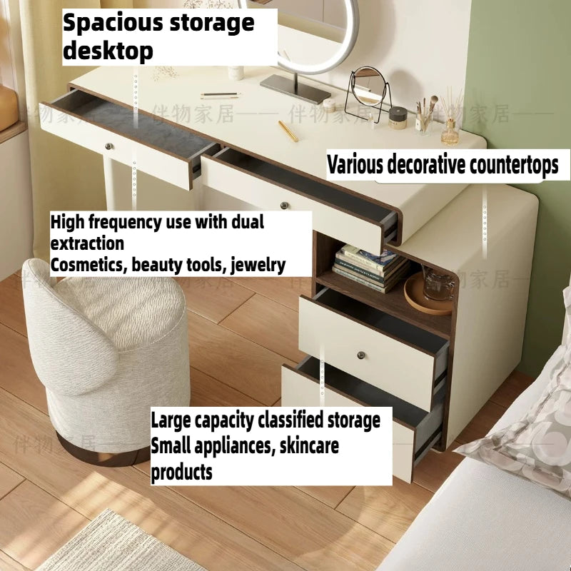 Makeup Vanity Dressing Table Toiletries Hotel Bedroom Headdresses Vanity Desk Girl Woman With Light Mirror Stool Home Furniture