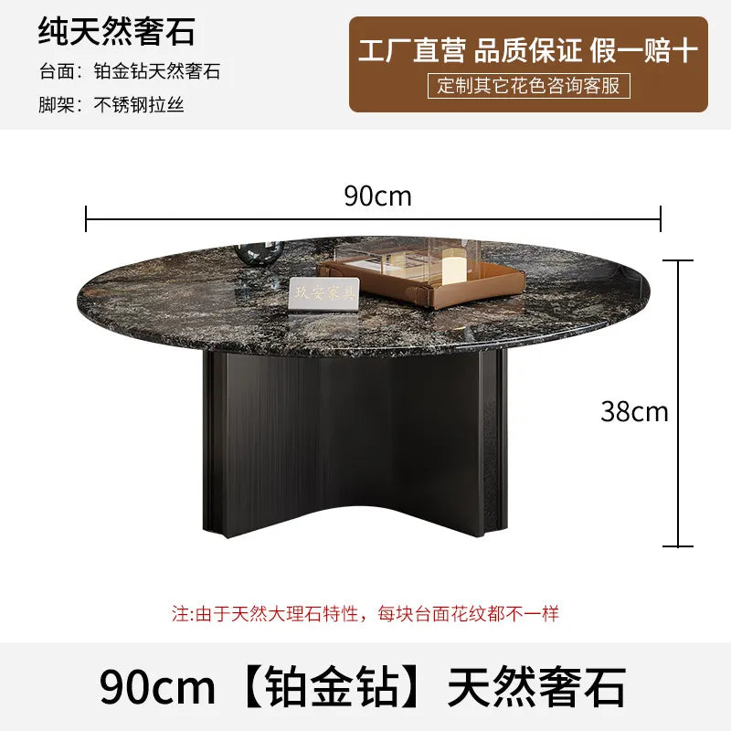 Marble Coffee Table Round Designer Mid-century Modern Nordic Auxiliary Balck Side Table Lounge Interior Furniture Living Room