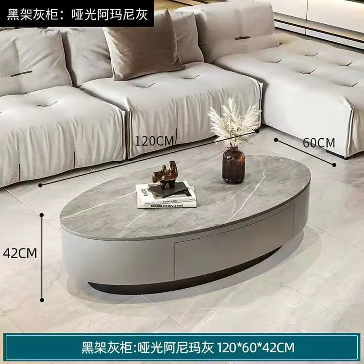 Modern Marble Top Coffee Table With Storage Design Nordic Oval Coffee Table Organizer Drawer Living Room Table Basse Furniture