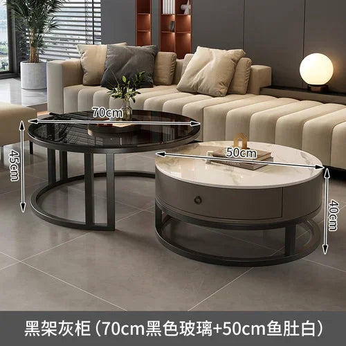 Storage Metal Coffee Table Set Living Room Luxury Modern Coffee Tables Round Minimalist Space Saving Kaffee Tische Decoration