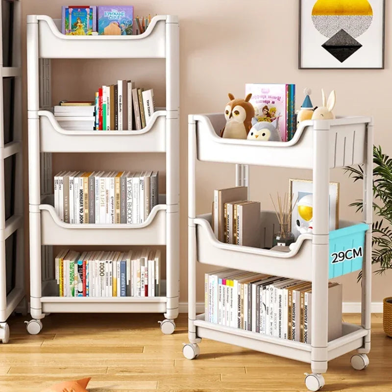 Floor-to-Ceiling Home Shelves Simple Desk Organizer Multi-Layer Toy Storage Trolley Playroom Rack for Home Organization