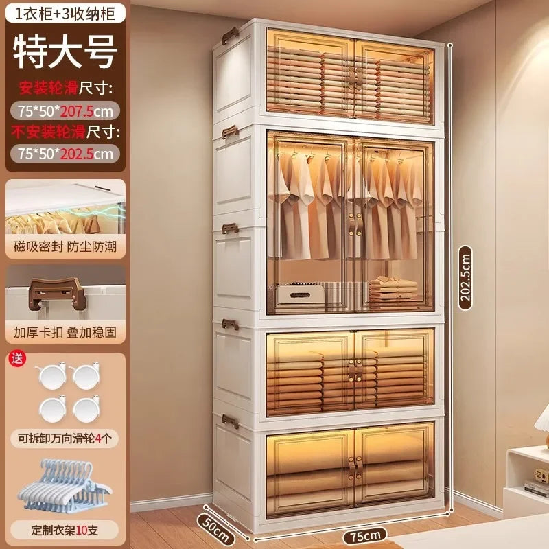 Door Wardrobe Storage Bedroom Organizer Partitions Space Saving Household Simple Closet Clothes Box Vestidores Trendy Furniture