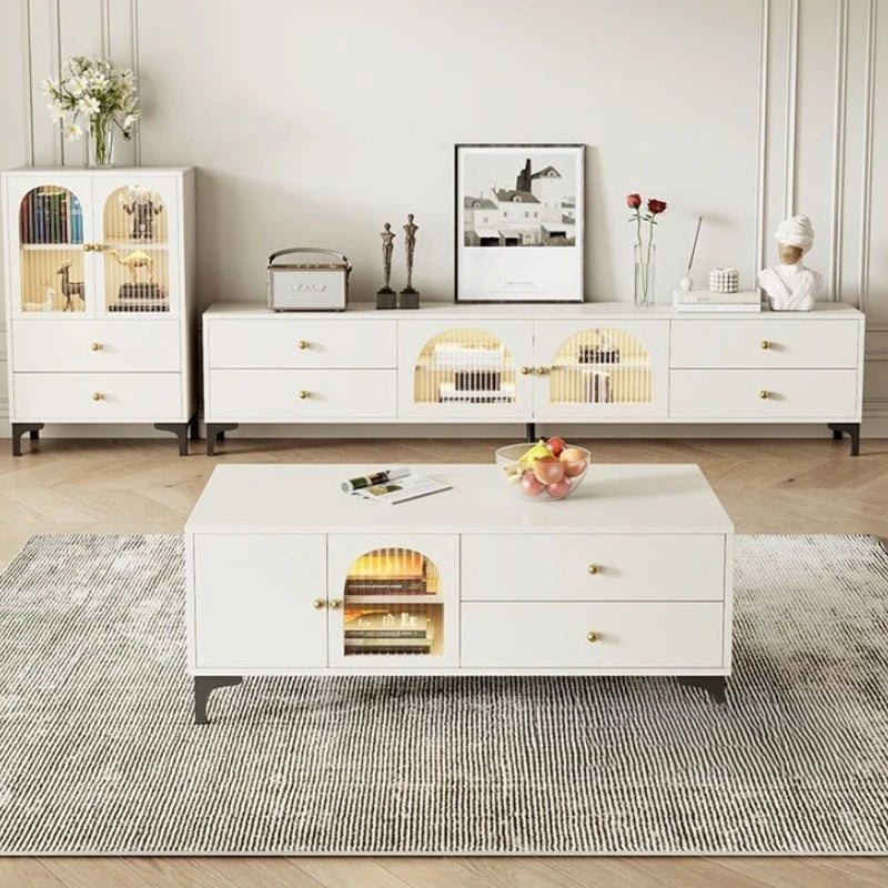Storage Modern Coffee Tables Aesthetic Simple White Nordic Coffee Tables Rectangular Drawers Mesa De Centro De Sala Furnitures