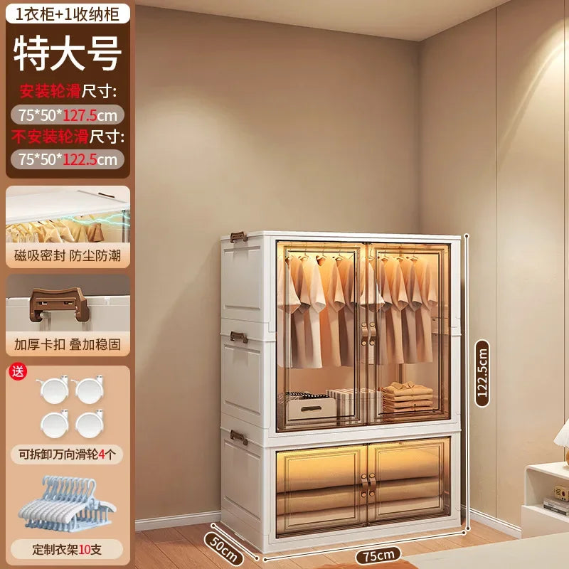 Door Wardrobe Storage Bedroom Organizer Partitions Space Saving Household Simple Closet Clothes Box Vestidores Trendy Furniture