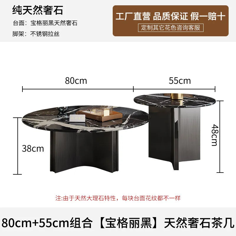 Marble Coffee Table Round Designer Mid-century Modern Nordic Auxiliary Balck Side Table Lounge Interior Furniture Living Room
