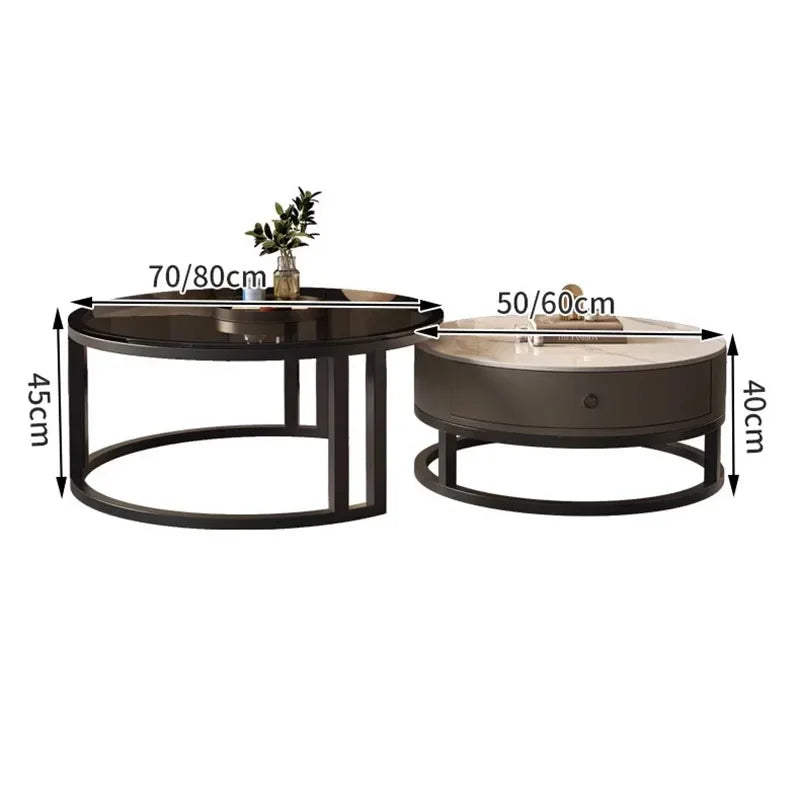 Storage Metal Coffee Table Set Living Room Luxury Modern Coffee Tables Round Minimalist Space Saving Kaffee Tische Decoration