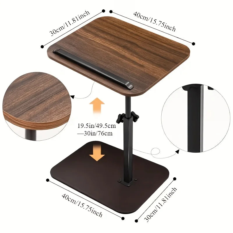 Portable Height-Adjustable C-Shaped Desk, Wood & Metal, for Home, RV, Camping – Great Gift