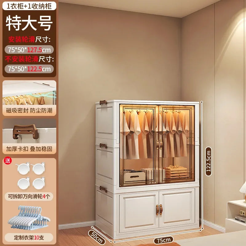 Door Wardrobe Storage Bedroom Organizer Partitions Space Saving Household Simple Closet Clothes Box Vestidores Trendy Furniture