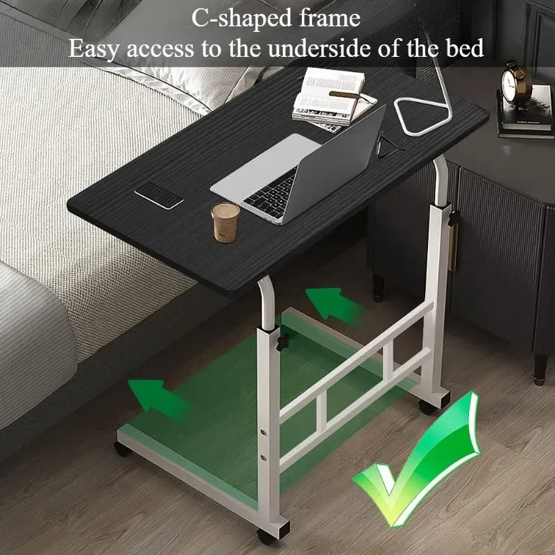 Portable Desk with Universal Wheels Oversized Table Adjustable Height Large Laptop Desk Study Desk for Dormitory Student