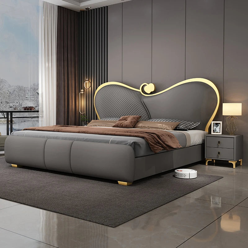 SAT. Light Luxury Creative Modern Simple Double Bed Soft Bed Bedroom King Bed Frame and Queen High-end Bedroom Furniture Set