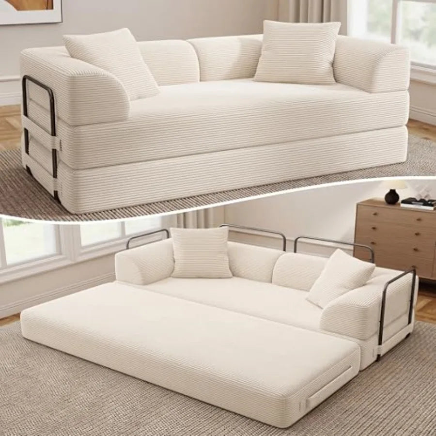 Cloud Boneless Convertible Floor Sofa Bed, 70" 5-in-1 Foldable Compressed Lounge 2 Seater es, High-Density Sponge and Corduroy