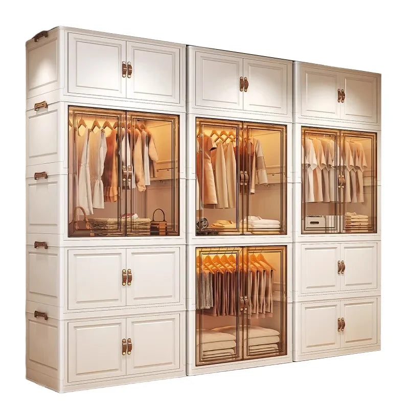 Door Wardrobe Storage Bedroom Organizer Partitions Space Saving Household Simple Closet Clothes Box Vestidores Trendy Furniture