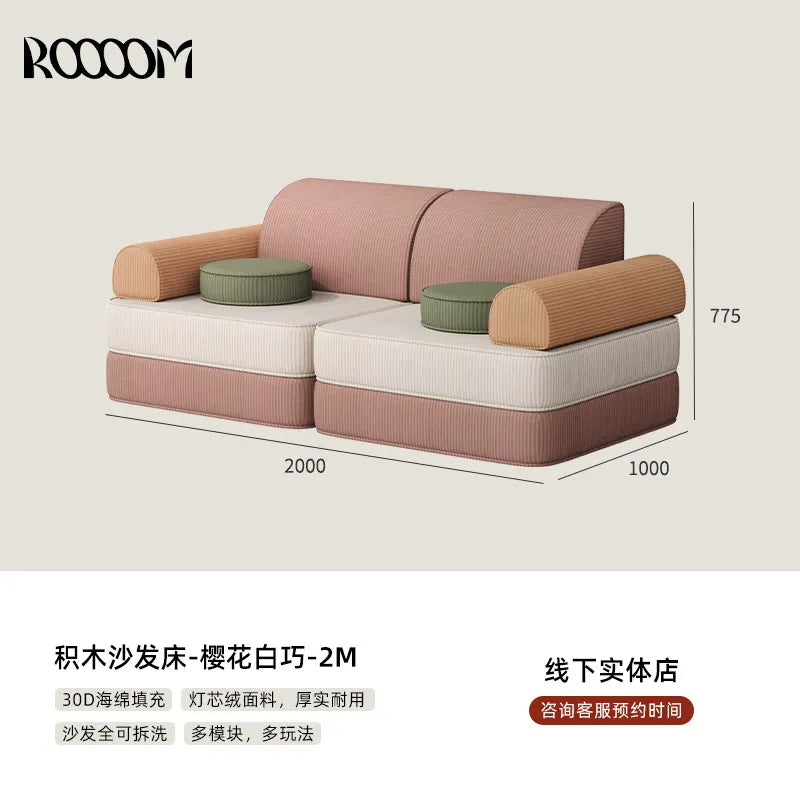 Modular Sectional Sofa Bed Compressed Convertible Foldable Multifunctional Living Room Bedroom Removable Washable Home Furniture
