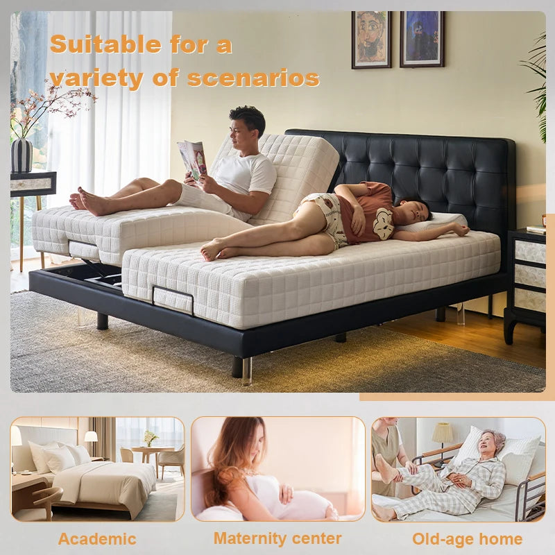 Smart Electric Adjustable Metal Bed Frame Single Or Double Extra Large With Sliding Rail Modern Design Bedroom Furniture