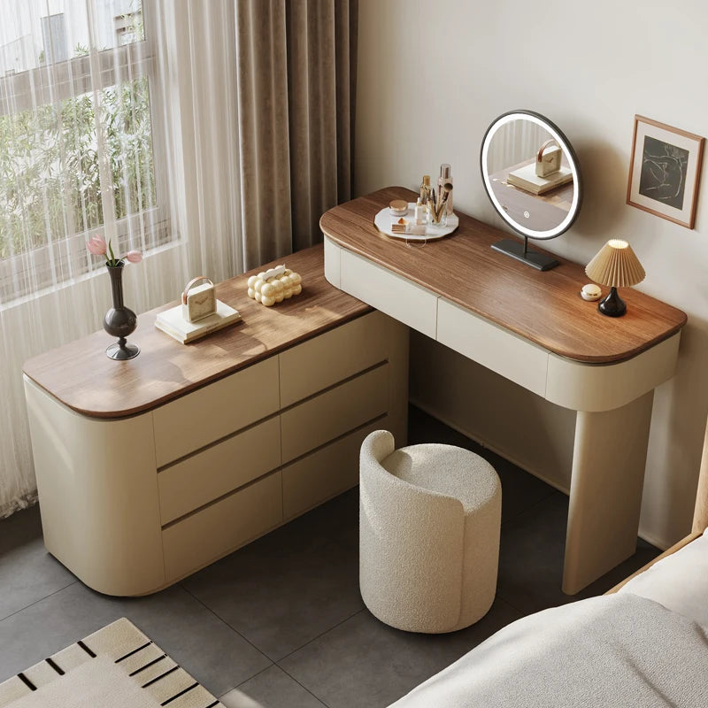 Light Mirror Dressing Table Luxury Makeup Italian Style Vanity Table Design Glamour Coiffeuse De Chambre Bedroom Furniture