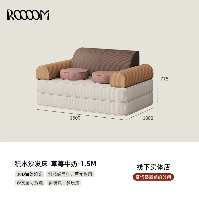 Modular Sectional Sofa Bed Compressed Convertible Foldable Multifunctional Living Room Bedroom Removable Washable Home Furniture