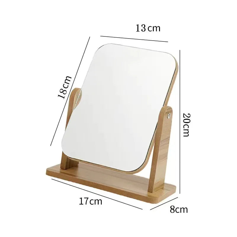 Wooden Vanity Mirror Desktop Dresser Table Makeup Mirror Large Vintage Style for Home Dorm Student Desk  mirror makeup