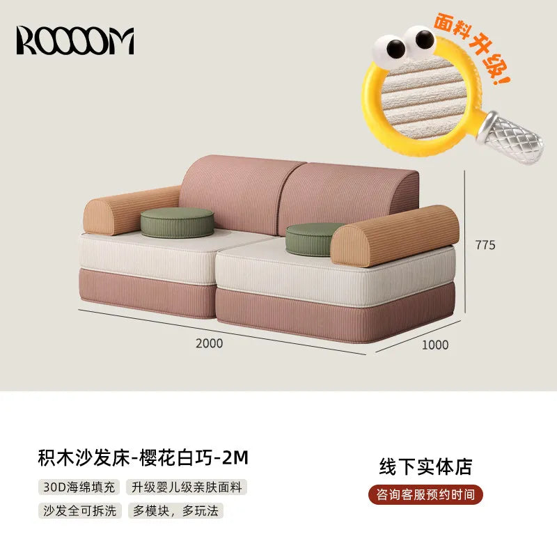 Modular Sectional Sofa Bed Compressed Convertible Foldable Multifunctional Living Room Bedroom Removable Washable Home Furniture
