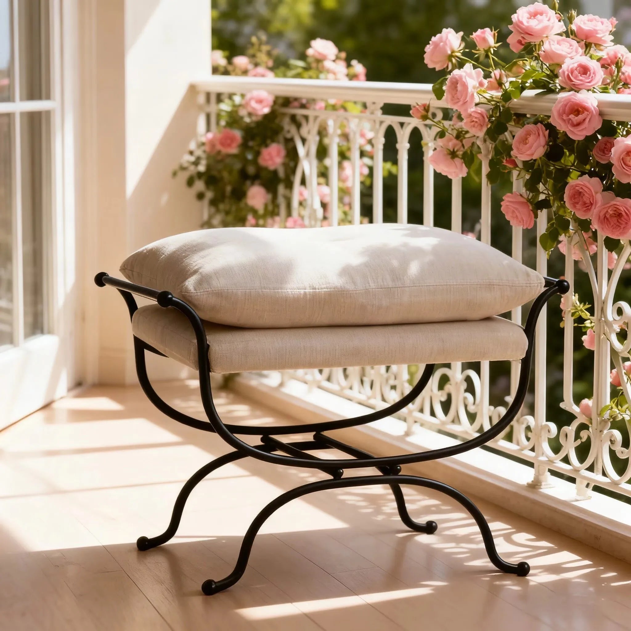 French dressing stool Footrest Ottoman furniture bedroom designer dressing stool retro iron shoe changing stool tea stool edge s
