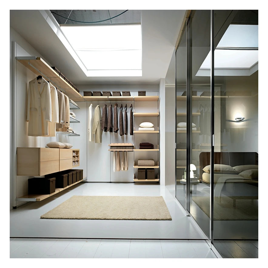 Luxury Wardrobe With Mirrored Doors Italy Style Black Wood Closet Bedroom Smart Wardrobe Cabinet Customized