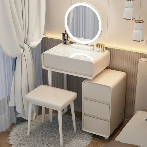 Classic Modern Vanity Table Luxury Nordic Makeup Mirror Vanity Table Storage Bedroom Muebles Para Dormitorio Furniture