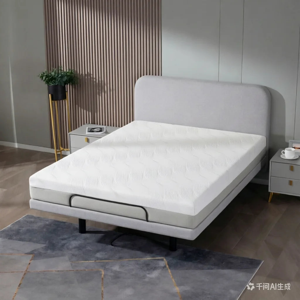 Luxury Adjustable Bed with Memory Foam Mattress Folding Control Frame, Electric Bed Base for Home Hospital Use Zero Gravity
