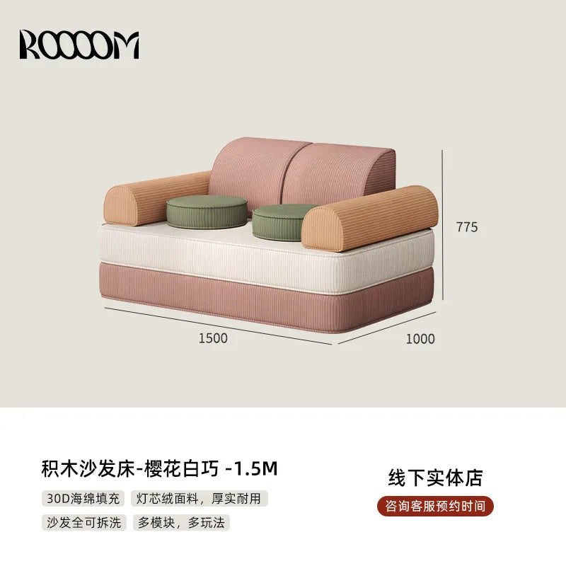 Modular Sectional Sofa Bed Compressed Convertible Foldable Multifunctional Living Room Bedroom Removable Washable Home Furniture