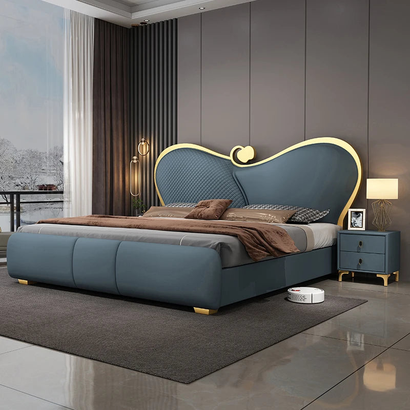 SAT. Light Luxury Creative Modern Simple Double Bed Soft Bed Bedroom King Bed Frame and Queen High-end Bedroom Furniture Set