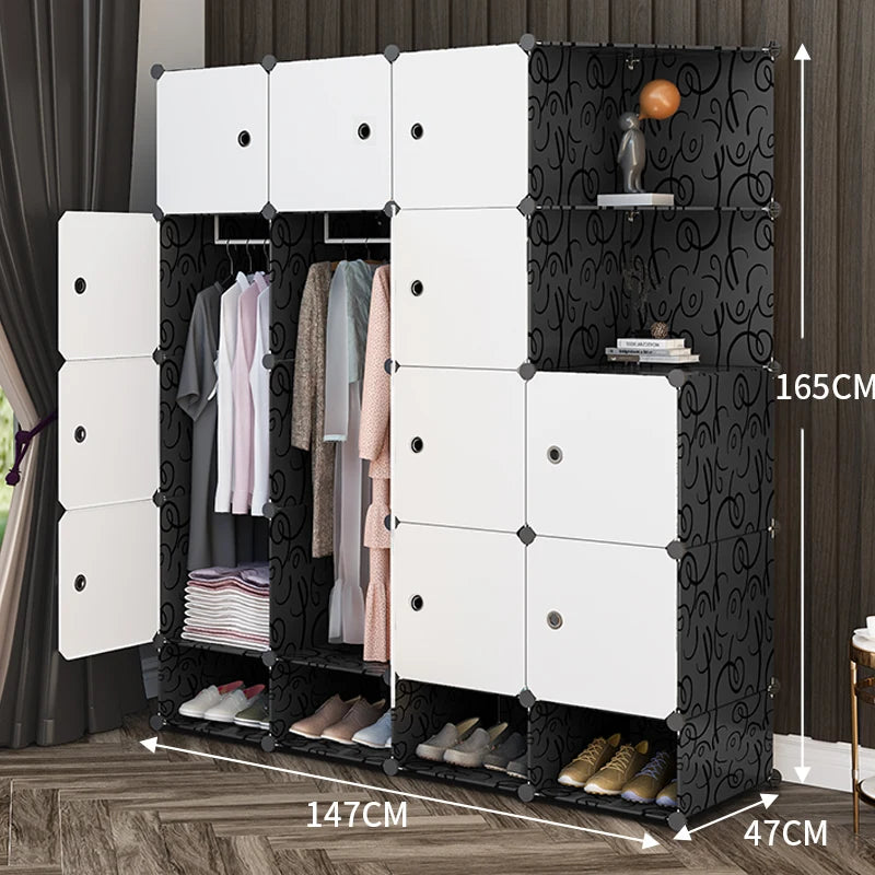 Wardrobe Cheap Living Room Locker New Design Convenient Folding Bedroom Furniture Wardrobe With Shoe Cabinet With Shelf Storage