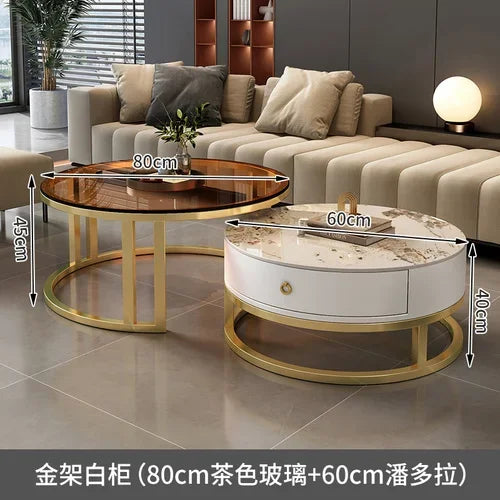 Storage Metal Coffee Table Set Living Room Luxury Modern Coffee Tables Round Minimalist Space Saving Kaffee Tische Decoration