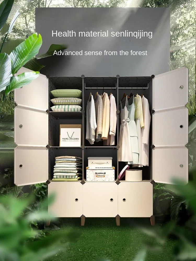 Home Bedroom Furniture Simple Wardrobe Clothes Cabinets Dressers Cube Storage Locker Baby Closet Plastic Collapsible Dustproof