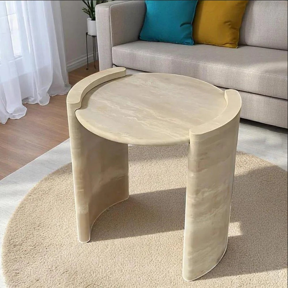 Modern Oval Travertine Coffee Table with Marble Finish for Outdoor & Hotel Use Also Suitable As End Table