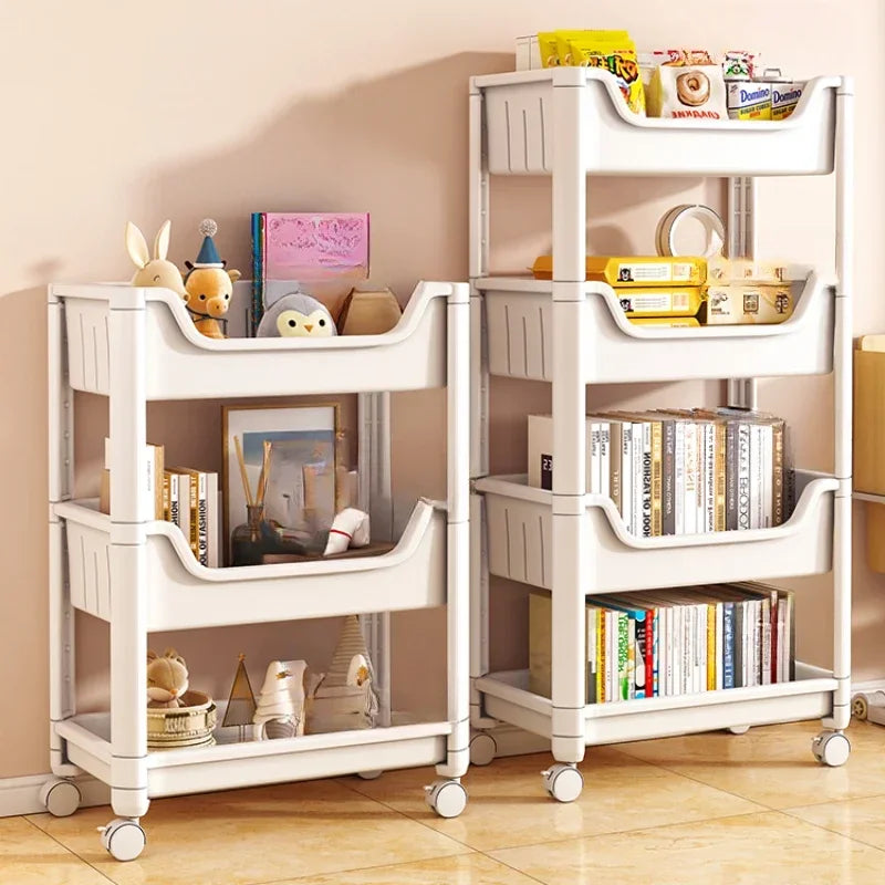 Floor-to-Ceiling Home Shelves Simple Desk Organizer Multi-Layer Toy Storage Trolley Playroom Rack for Home Organization