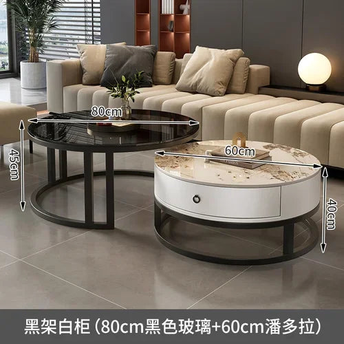 Storage Metal Coffee Table Set Living Room Luxury Modern Coffee Tables Round Minimalist Space Saving Kaffee Tische Decoration