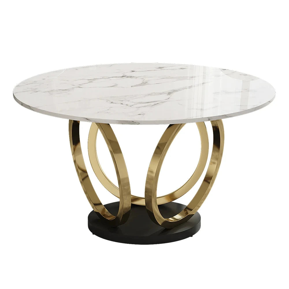 Contemporary Round Dining Table Set Sintered Stone Top Luxury Dining Table Set 6 Seater for Dining Room Kitchen Furniture
