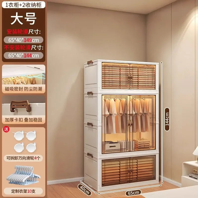 Door Wardrobe Storage Bedroom Organizer Partitions Space Saving Household Simple Closet Clothes Box Vestidores Trendy Furniture