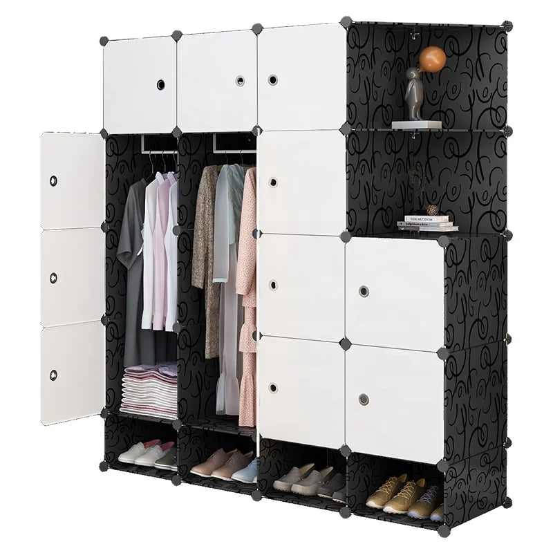 Wardrobe Cheap Living Room Locker New Design Convenient Folding Bedroom Furniture Wardrobe With Shoe Cabinet With Shelf Storage