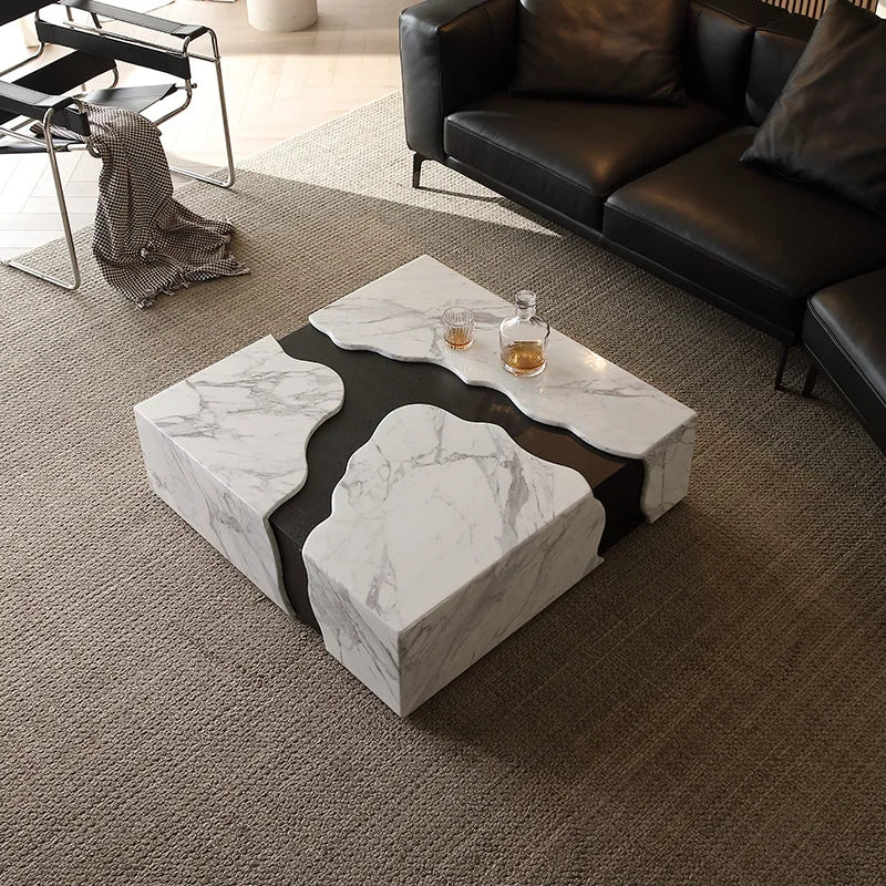 2025 Square Marble Coffee Table, Italian Minimalist Viral Design for Spacious Living Room, Heat & Scratch Resistant, Customize