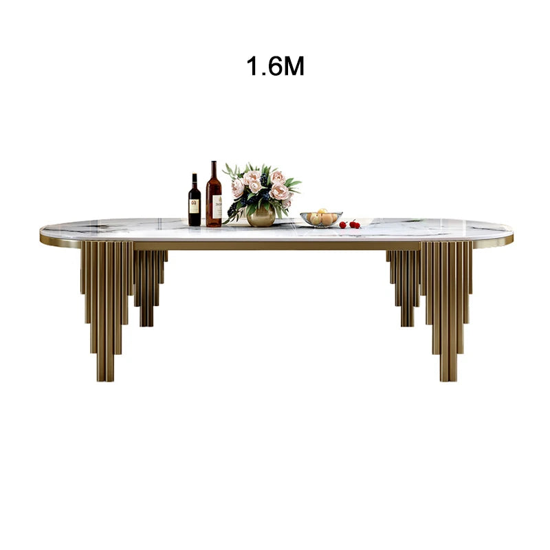 Ellipses Marble Dining Room Gold Stainless steel Leg Seats 6-8 People Dining Table