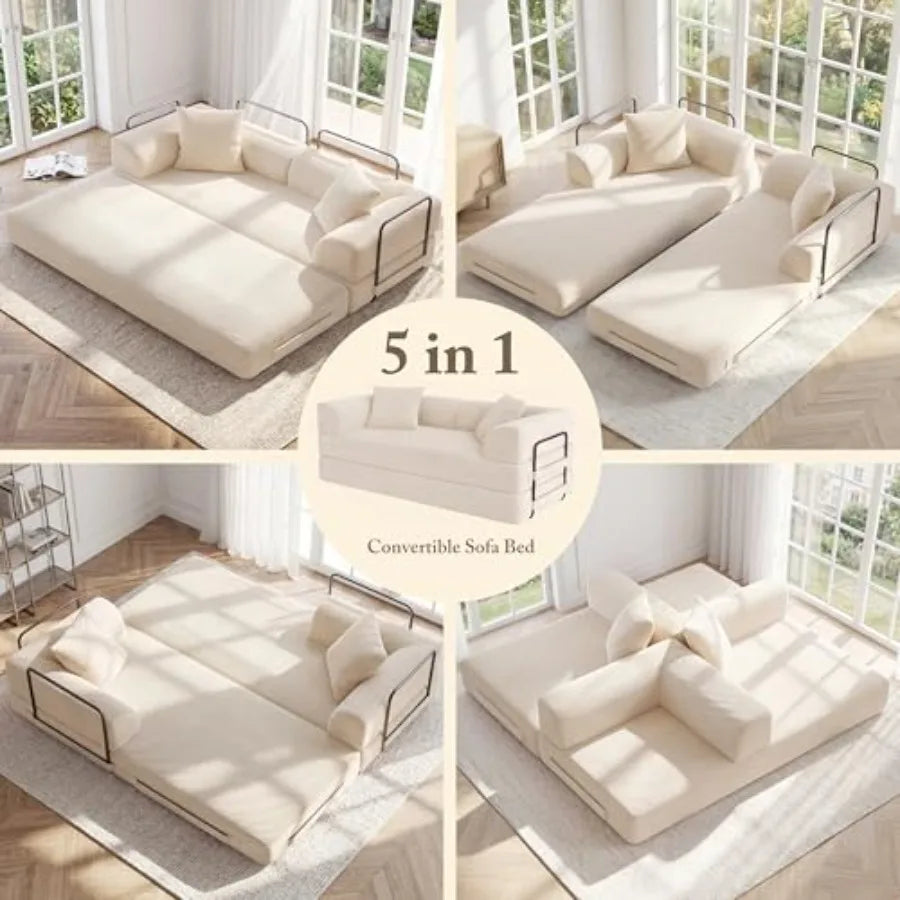 Cloud Boneless Convertible Floor Sofa Bed, 70" 5-in-1 Foldable Compressed Lounge 2 Seater es, High-Density Sponge and Corduroy