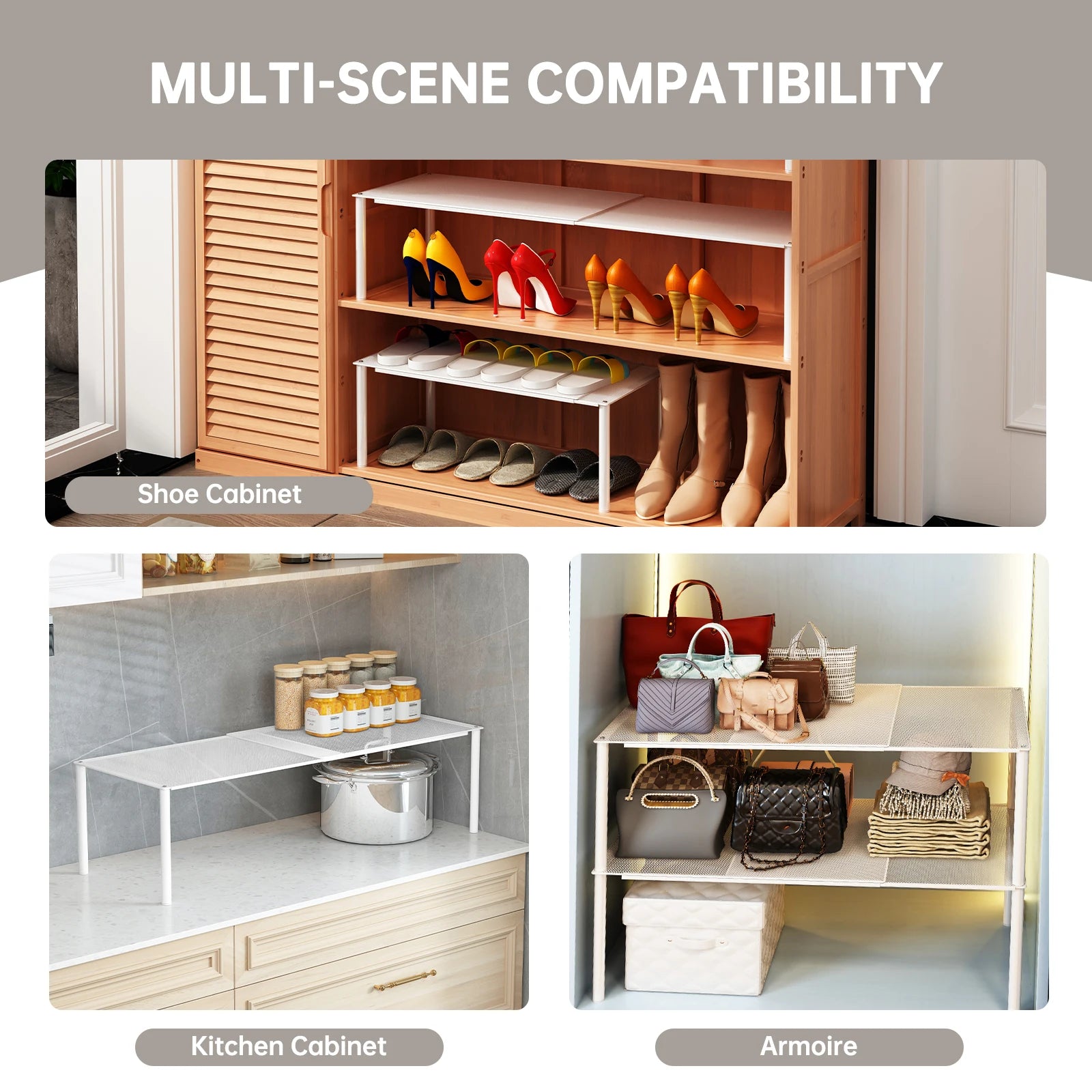 Shoe Cabinet Storage Organizer, Space-Saving Shoe Rack, Shoe Holder, Adjustable and Extendable Double-Layer Shoe Divider Inside the Cabinet