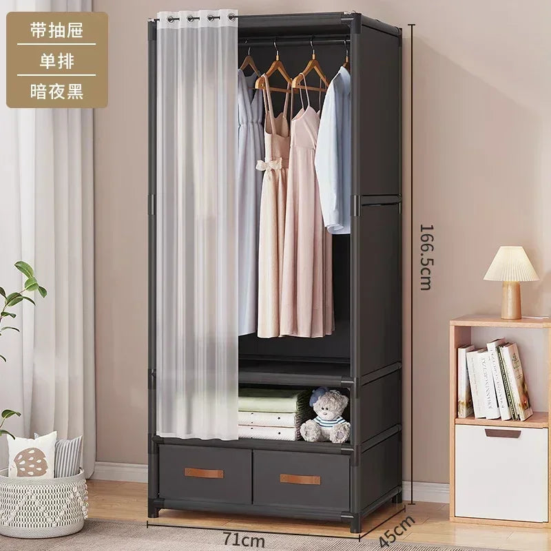 Large Capacity Portable Wardrobe Closet Durable Sturdy Assembly Clothes Organizer Bedroom Dustproof Storage Solution