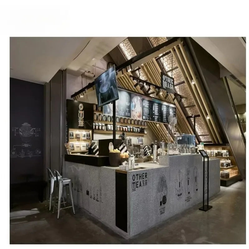 OME Cafe Marble Table Coffee Shop Bar Counter Design Cafe Interior Design Decoration Custom Modern Coffee Shop Furniture