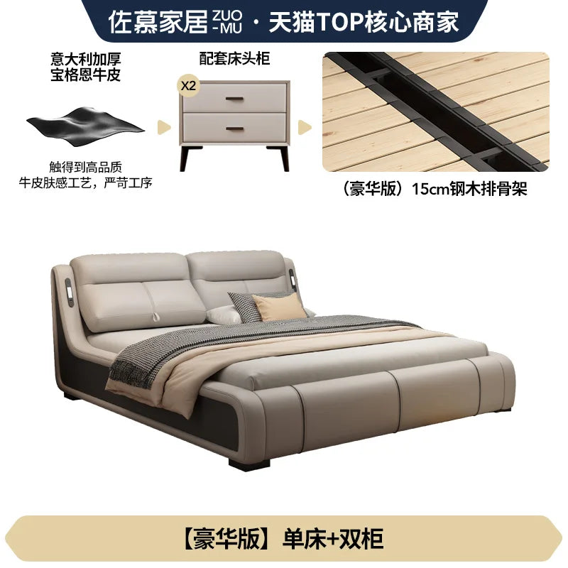 Hotel Adjustable Bed Cream Deluxe Lounge Luxury Organiser Bed Waterproof Drawers Bedroom Muebles Para El Hogar Furnitures
